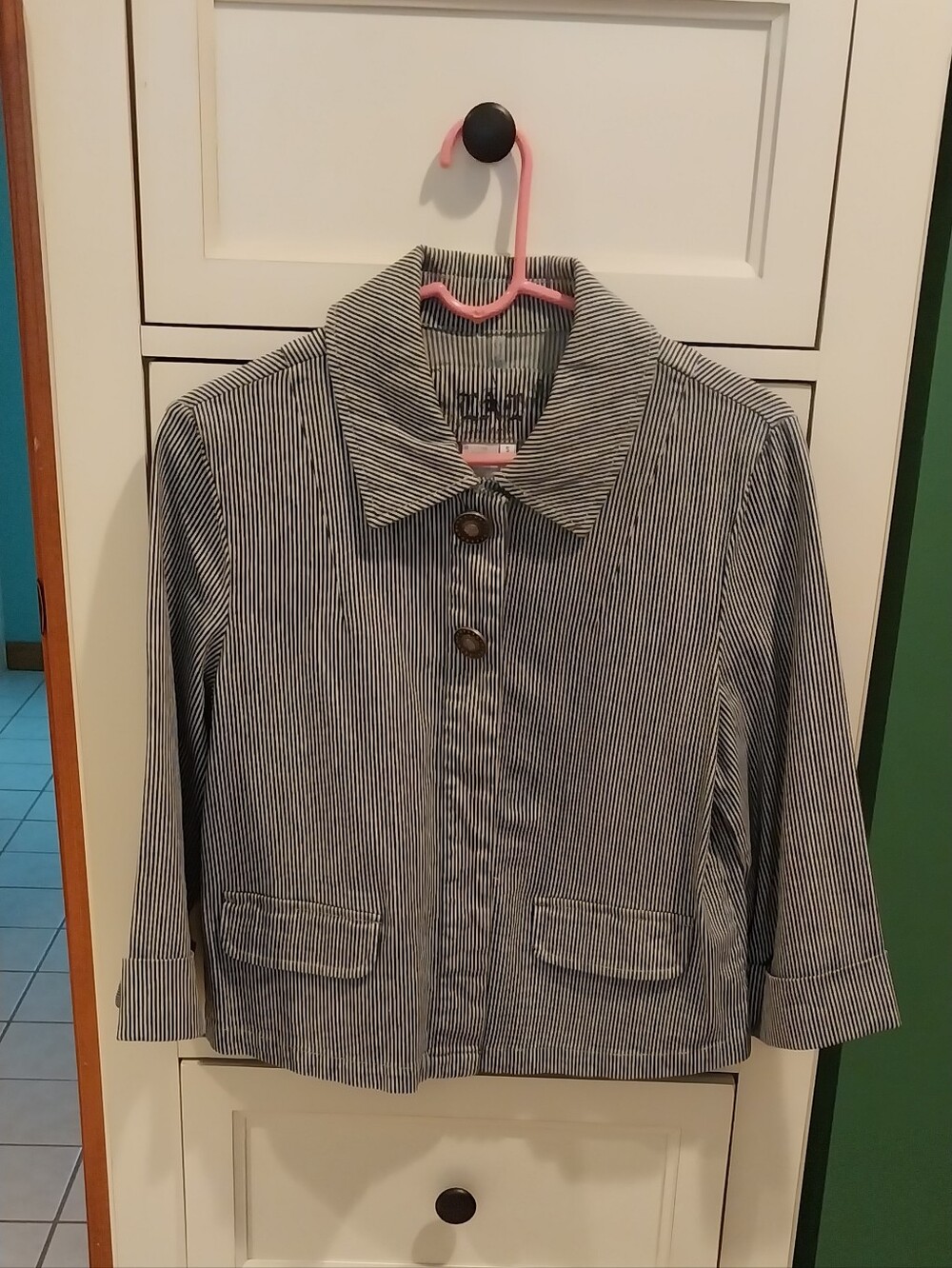 Blue Pinstripe Jacket - Lightweight Button Front